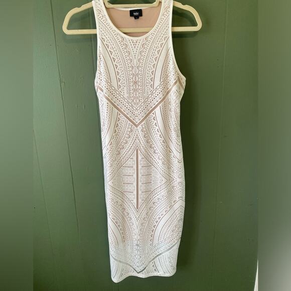 Womens Dress Size Small Cream Western Aztec Midi Boho Bridal Honeymoon A-Line - Picture 6 of 12